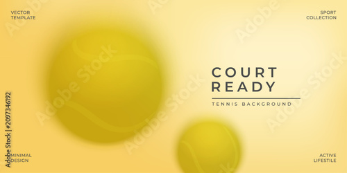 Modern tennis background featuring soft gradients, blurred tennis balls and clean typography. Ideal for sports branding, presentations, social media, banners and advertising.