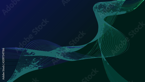 Fotografie Wireframe Wave Pattern With Teal And Navy Gradient Abstract Digital Design Eleme