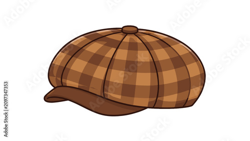 Fotografía Brown plaid flat cap isolated on white background
