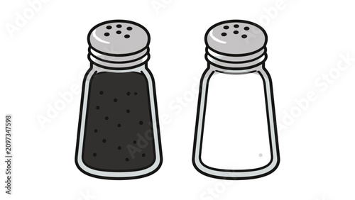 Bild auf Leinwand Salt and pepper shaker pair isolated vector illustration