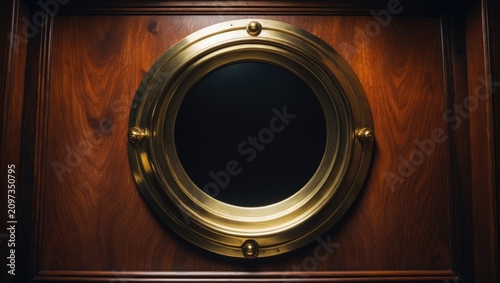 Wood background featuring a porthole window.