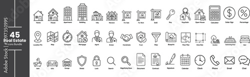 Real Estate Vector line Icons Pack