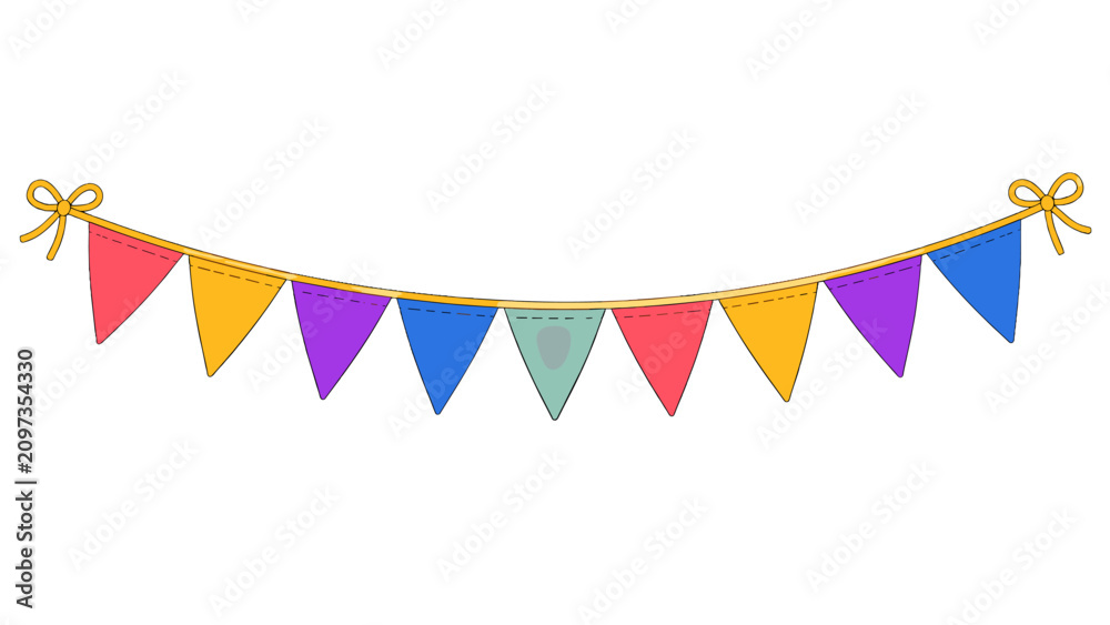 Obraz premium Colorful triangular bunting garland vector decoration