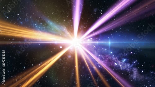 Epic Galaxy Background with a Powerful Stellar Explosion and Radiant Light Rays