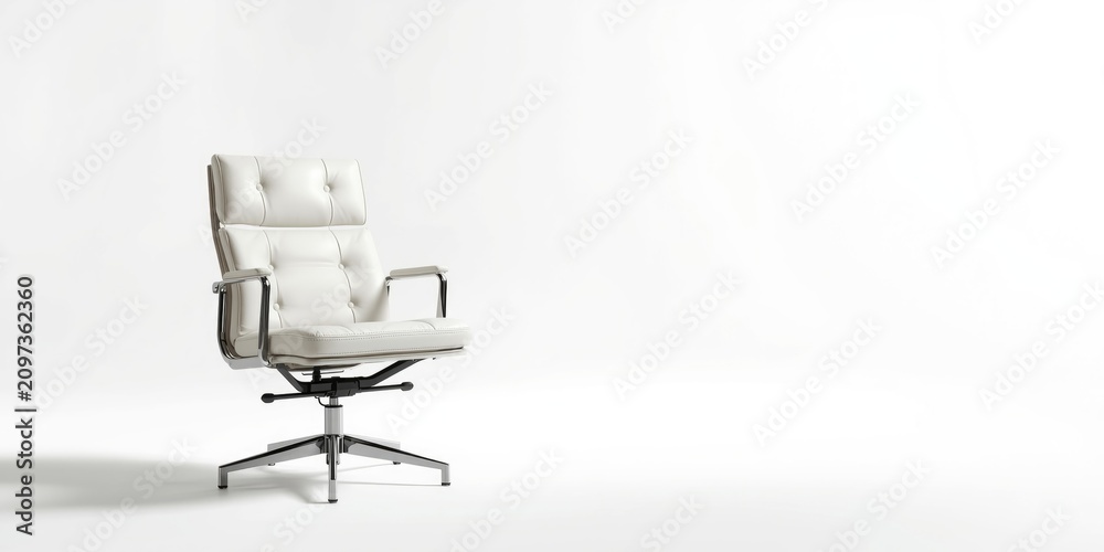 Obraz premium Modern White Office Chair with Armrests in Minimalist Setting