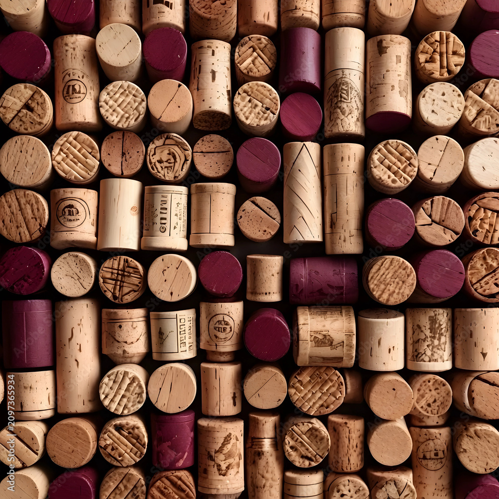 Obraz premium Flat lay of assorted wine corks in studio