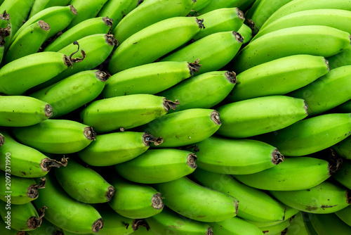 Banana on white background, Fresh green banana bunch