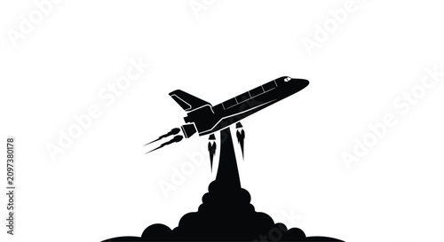 Photos Space Shuttle Silhouette Against White Background Minimalist Graphic