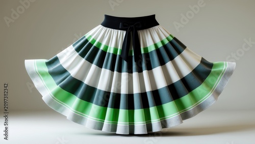 Striped skirt isolated on white background with no other objects.