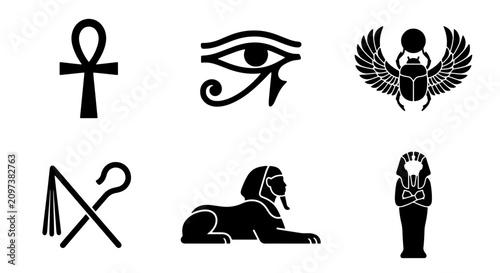 Konstfotografi 70 Ancient Egyptian Symbols Collection: Ankh, Eye of Horus, Scarab, Sphinx, Sarc