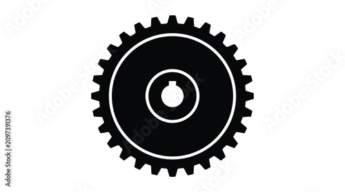 Foto Black gear silhouette on a white background mechanical component illustration