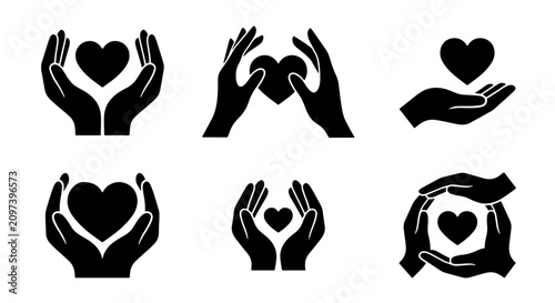 Foto 70 Heart Care Icons, Love Support Symbols, Caring Hands Graphics, Kindness Vecto