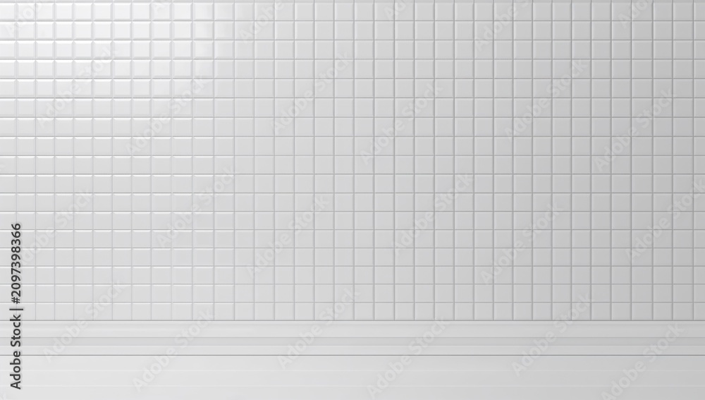 Fototapeta premium White Tiled Wall Background with Grout Lines and Minimalist Design
