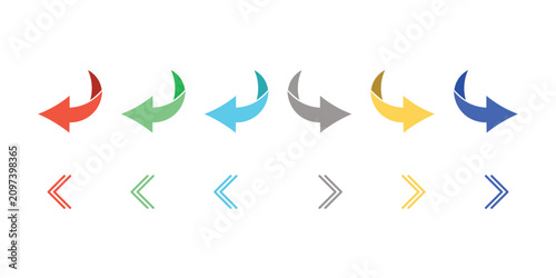 Colorful arrow set icons and directional symbols, isolated vector graphic elements.