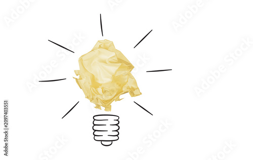 High-quality conceptual graphic design asset featuring a paper lightbulb on pure white background. Versatile template for website headers, advertising banners, and abstract concepts
