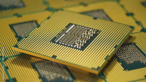 CPU close up emphasizing organized pin structure for efficient computing