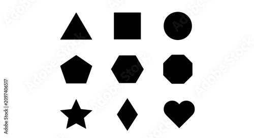 Fotografía 70 Geometric Shapes Collection, Basic Forms Vector Set, Simple Icons for Design