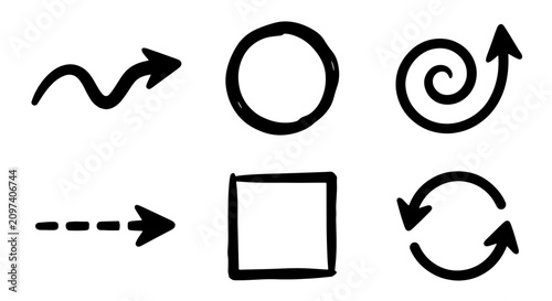 Fotografía 70 Hand-Drawn Arrows and Shapes Collection, Simple Doodle Icons for Infographics
