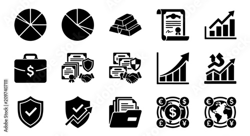 Fotografía 70 Financial Icons Set, Business Growth & Investment Symbols, Corporate Finance