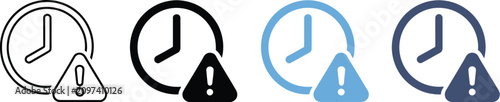Deadline alert icons featuring schedule warning, time pressure, urgent reminder, calendar notification, and productivity symbols in multiple styles.
