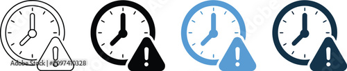 Deadline alert icons featuring schedule warning, time pressure, urgent reminder, calendar notification, and productivity symbols in multiple styles.