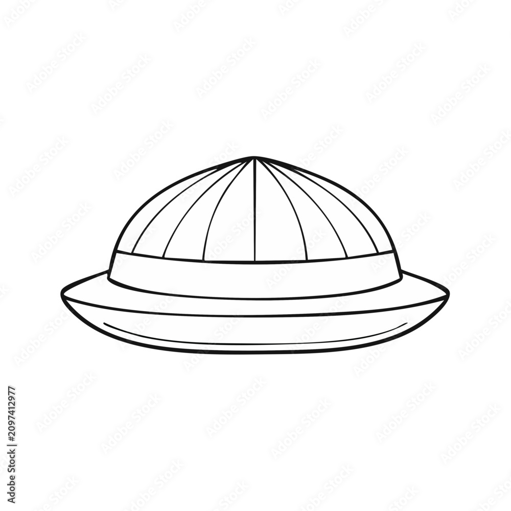 Fototapeta premium Stylized Outline of a Pith Helmet for Adventure and Exploration