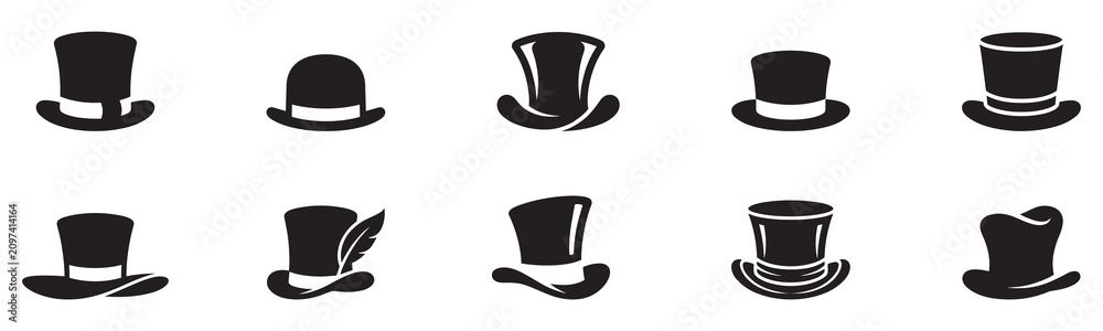 Bild auf Leinwand Top hat icon set