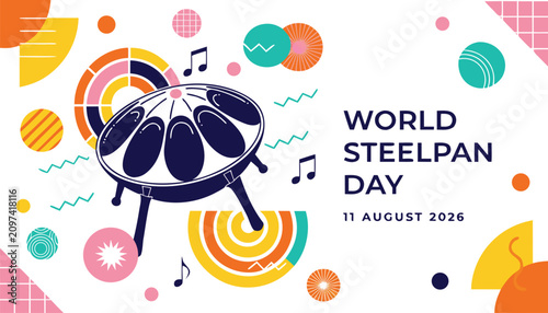 Foto Vibrant steelpan drum illustration celebrating world steelpan day in colorful st