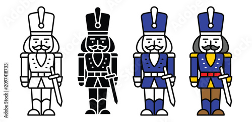 Bild auf Leinwand Four colorful nutcracker soldiers