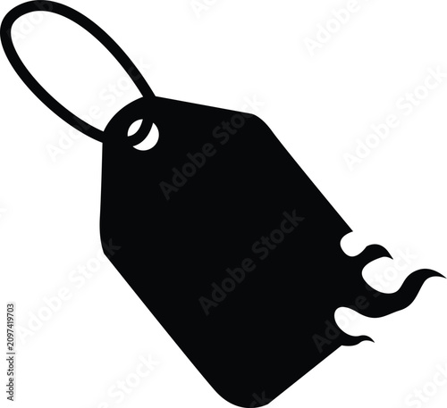 Black silhouette of a hot price tag icon with flames representing discount and hot sale offers