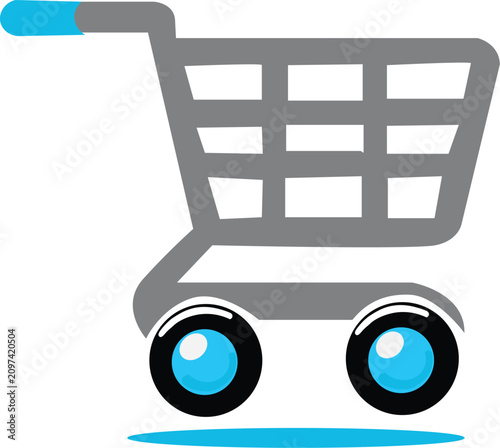 Stylized Vector Illustration of a Shopping Cart for E-commerce and Online Retail Business