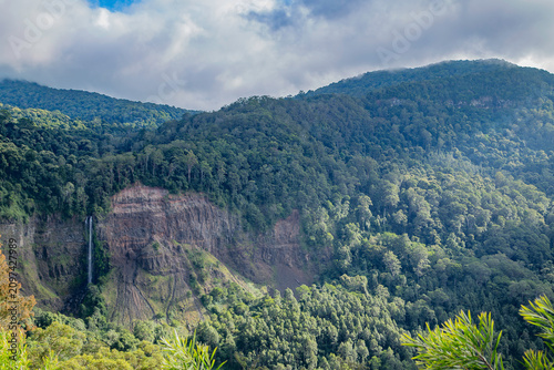 landscape in the mountains with waterfall