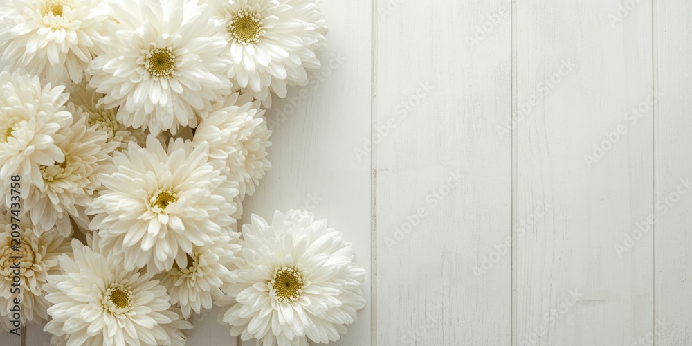 Obraz premium White Daisies Arranged on a Light Wooden Surface with Soft Light