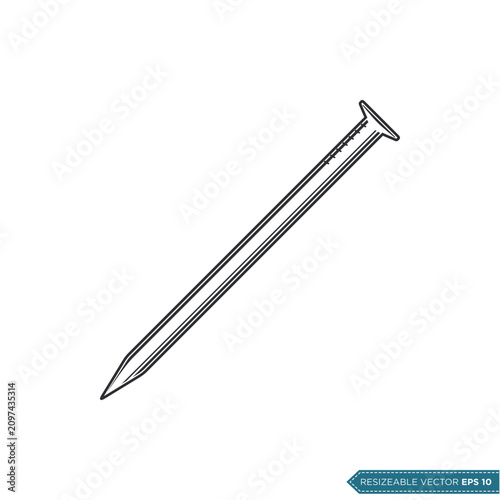 Simple Metal Nail Icon Vector Template Illustration Design
