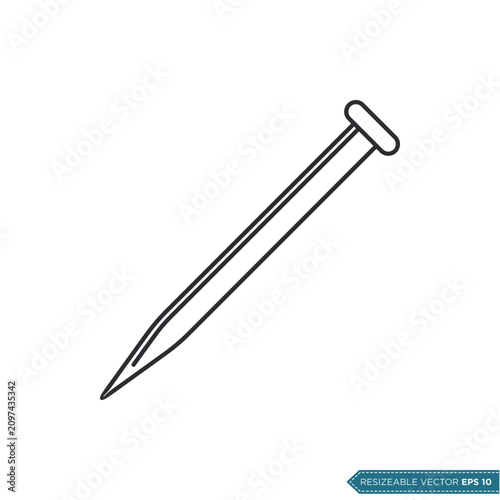 Simple Metal Nail Icon Vector Template Illustration Design