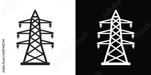 Bild auf Leinwand Electrical power transmission tower icon vector