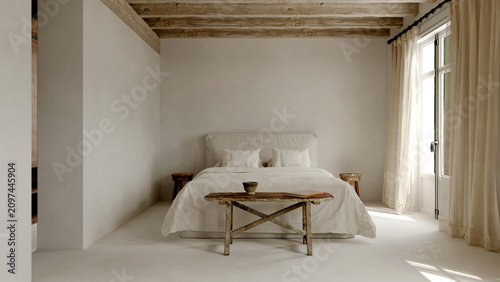 empty bedroom with wooden floor. 3d render
