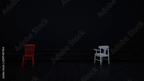 Red and White Chairs Facing...