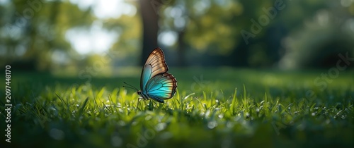 Butterfly Resting on Green ...