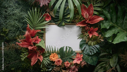 Floral Frame with Tropical ...