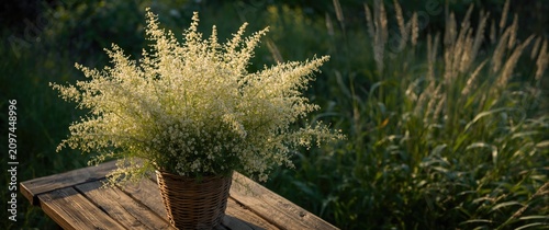 White Wildflowers in a Bask...