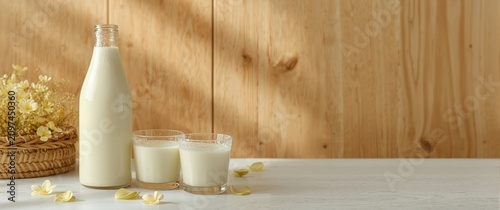 Milk Bottle and Glasses on ...
