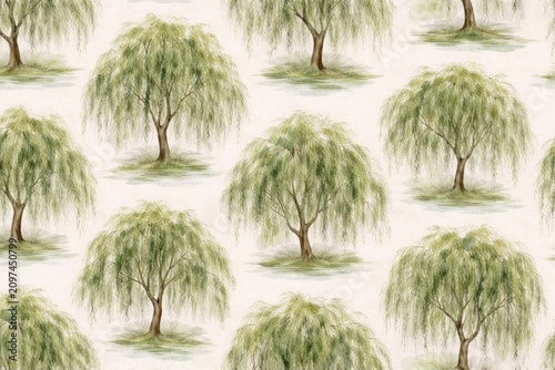 Watercolor Pattern of Willo...