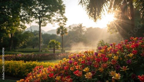 Vibrant Flower Bed in a Lus...
