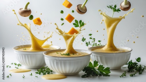 Set of creamy soups splatte...