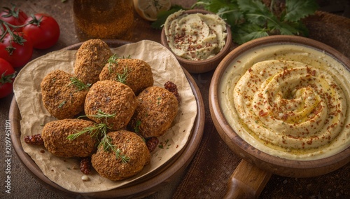 Falafel Balls with Hummus a...