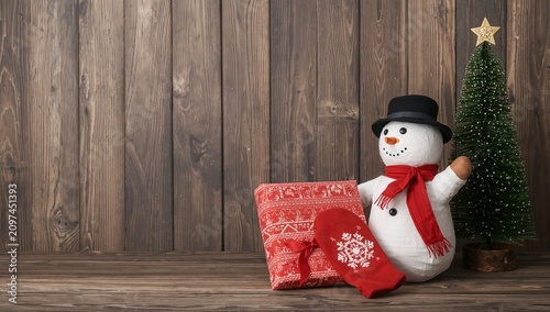 Snowman with Christmas Gift...