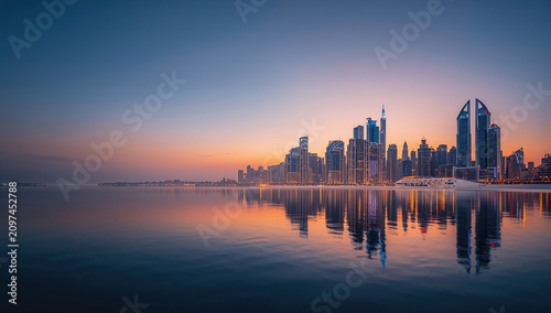 City Skyline Reflected in C...