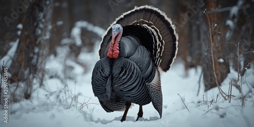 Wild Turkey Strutting in Sn...
