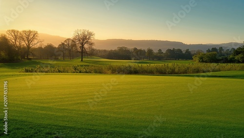 Sunrise Over Golf Course Fa...